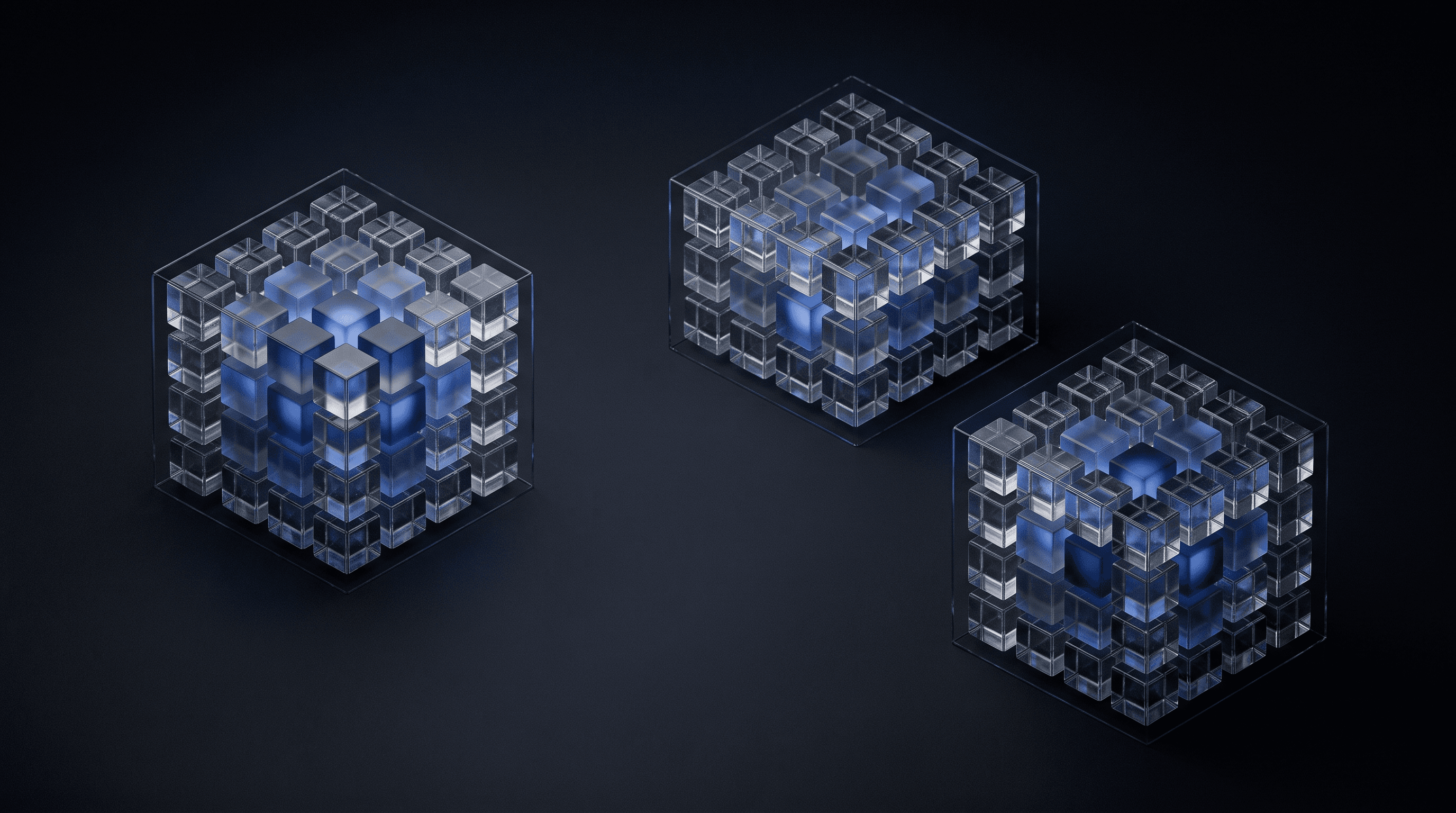 Small glass cells arranged into one larger cluster formation