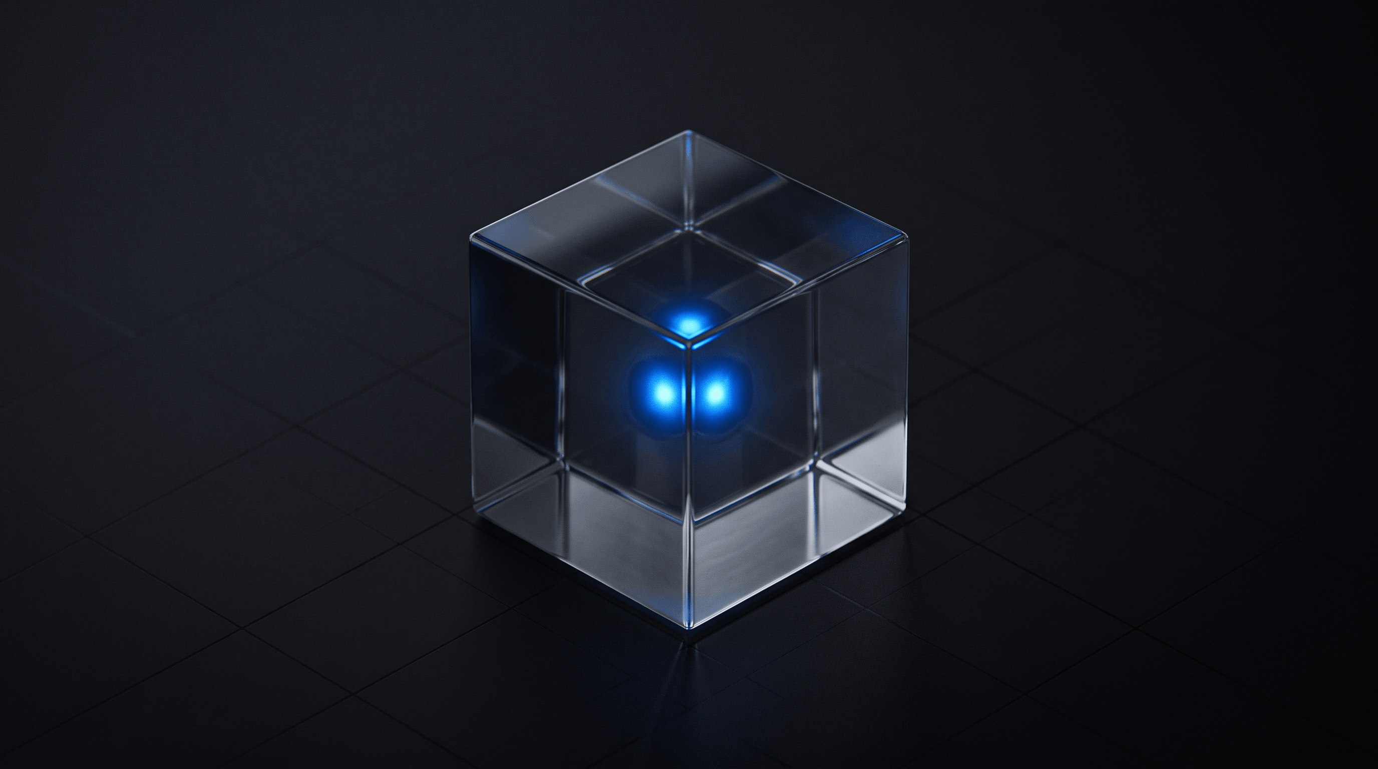 A single glass cell with a lit core at its center