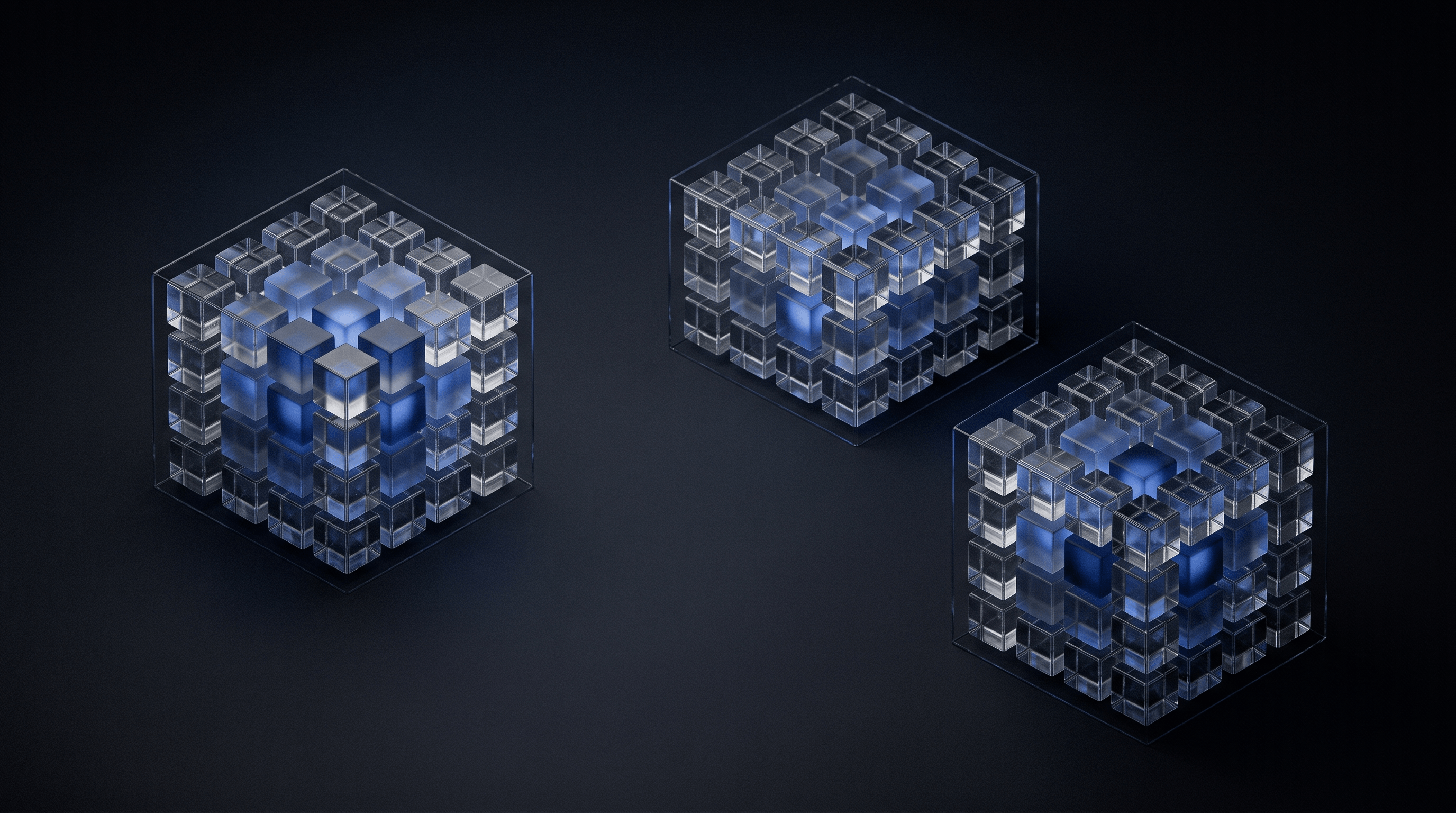 Small glass cells arranged into one larger cluster formation